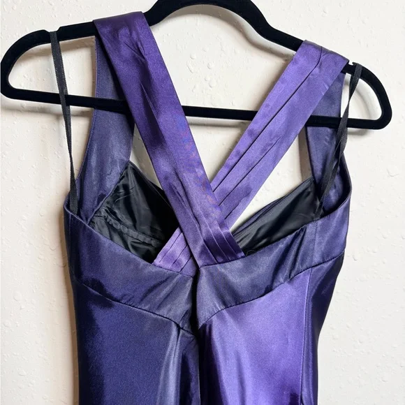 Onyx Nite Purple Ombre Satin Gown Size 6 Formal Dress Evening Prom Maxi - Picture 7 of 9